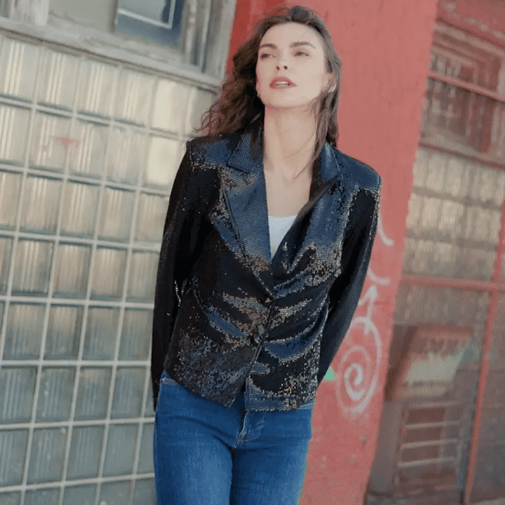 Sequin Knit - Modern Button Blazer