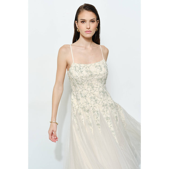 Romantic Lace Chiffon Sleeveless Midi Dress