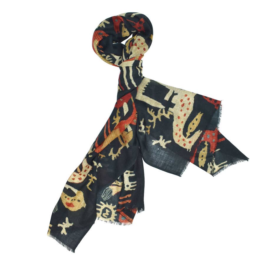 Baylor Decorative Horse Motif Scarf