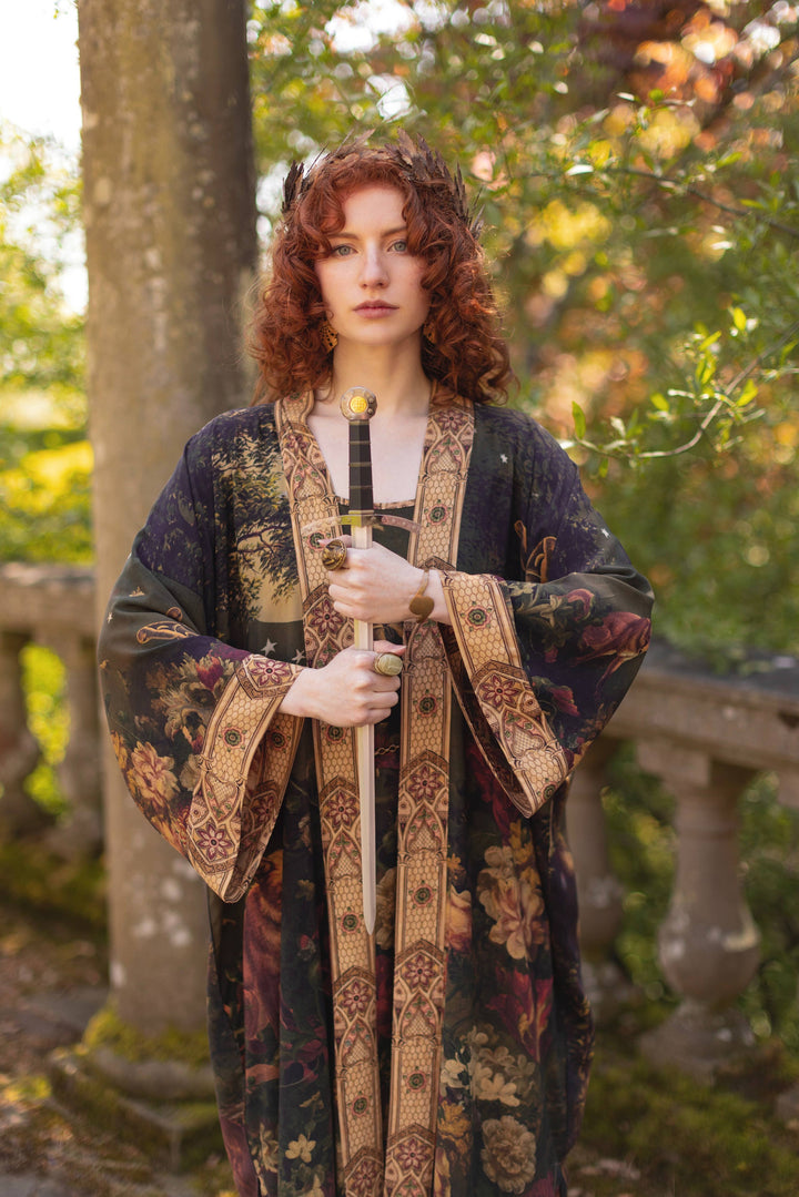 The Messenger Opera Duster Robe w/ Joan of Arc & Florals