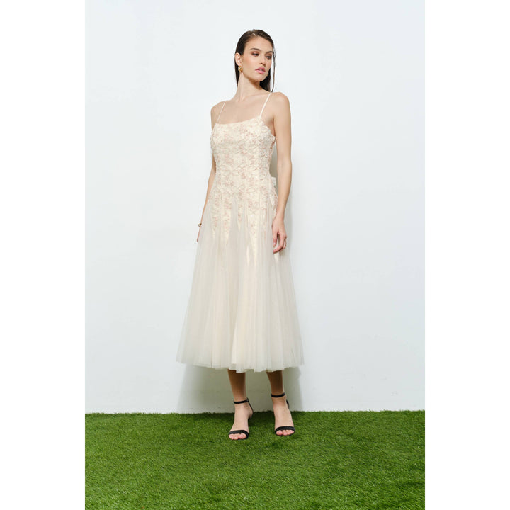 Romantic Lace Chiffon Sleeveless Midi Dress