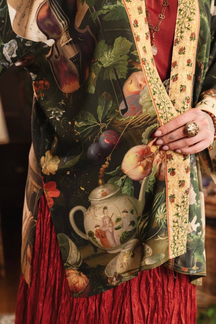 Labour of Love Matineé (mid) Duster w/ florals & violin