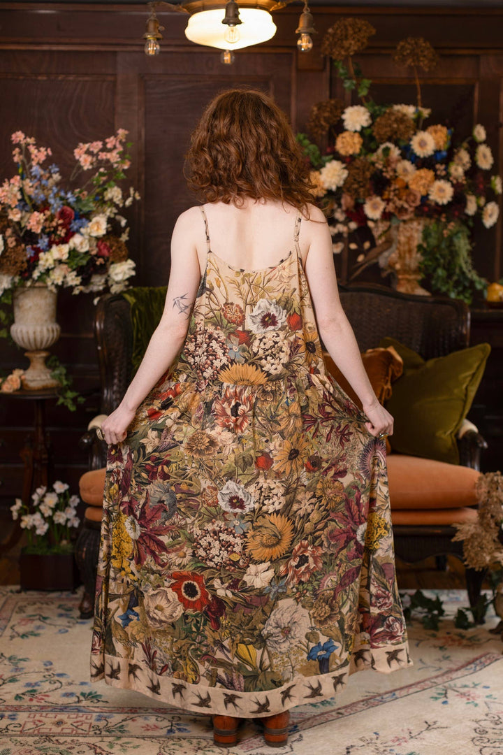 Golden Hour Bohéme Long Maxi Slip Dress w/ Floral Print