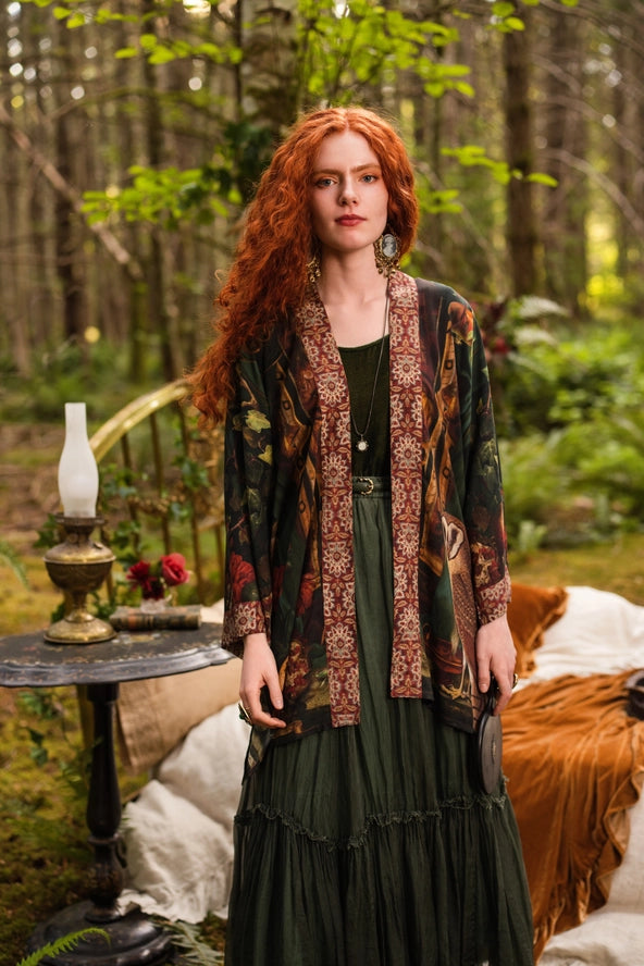 Solstice Matineé (mid-length) duster ft Persephone & Moon