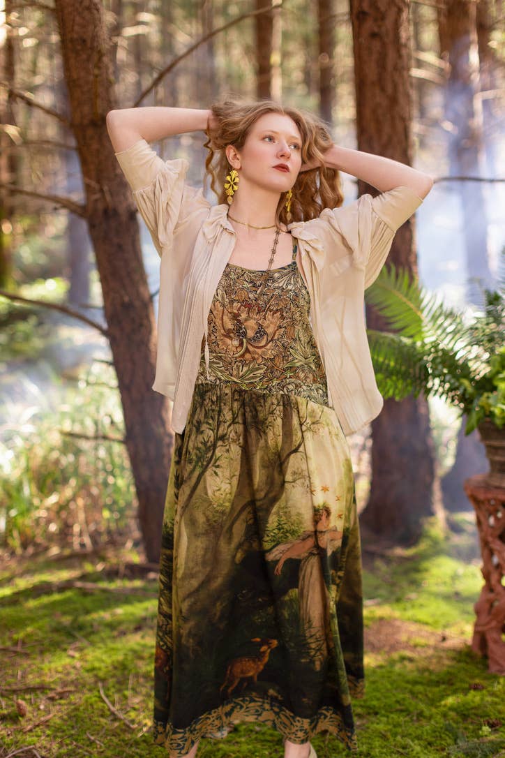 The Dawning Bohéme Long Maxi Slip Dress w/ Ophelia & Fawns