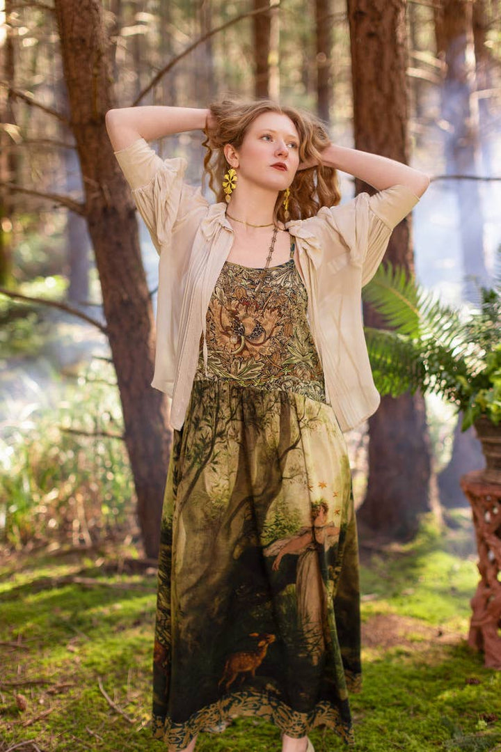 The Dawning Bohéme Long Maxi Slip Dress w/ Ophelia & Fawns