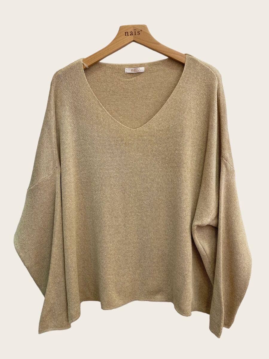 Short V-Neck Cotton Sweater
