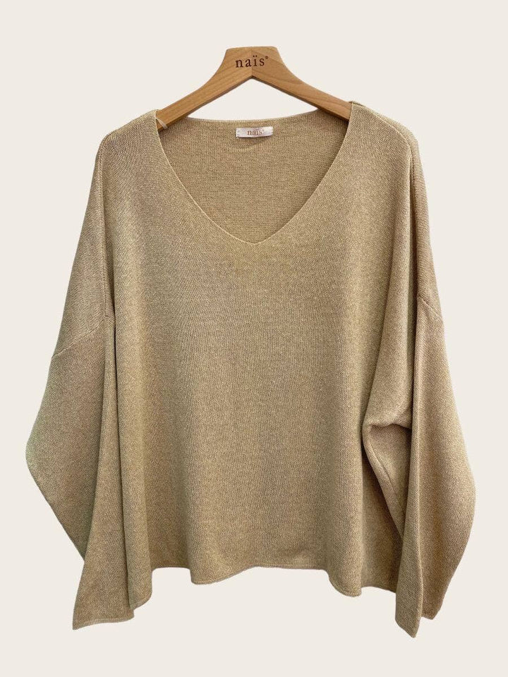 Short V-Neck Cotton Sweater