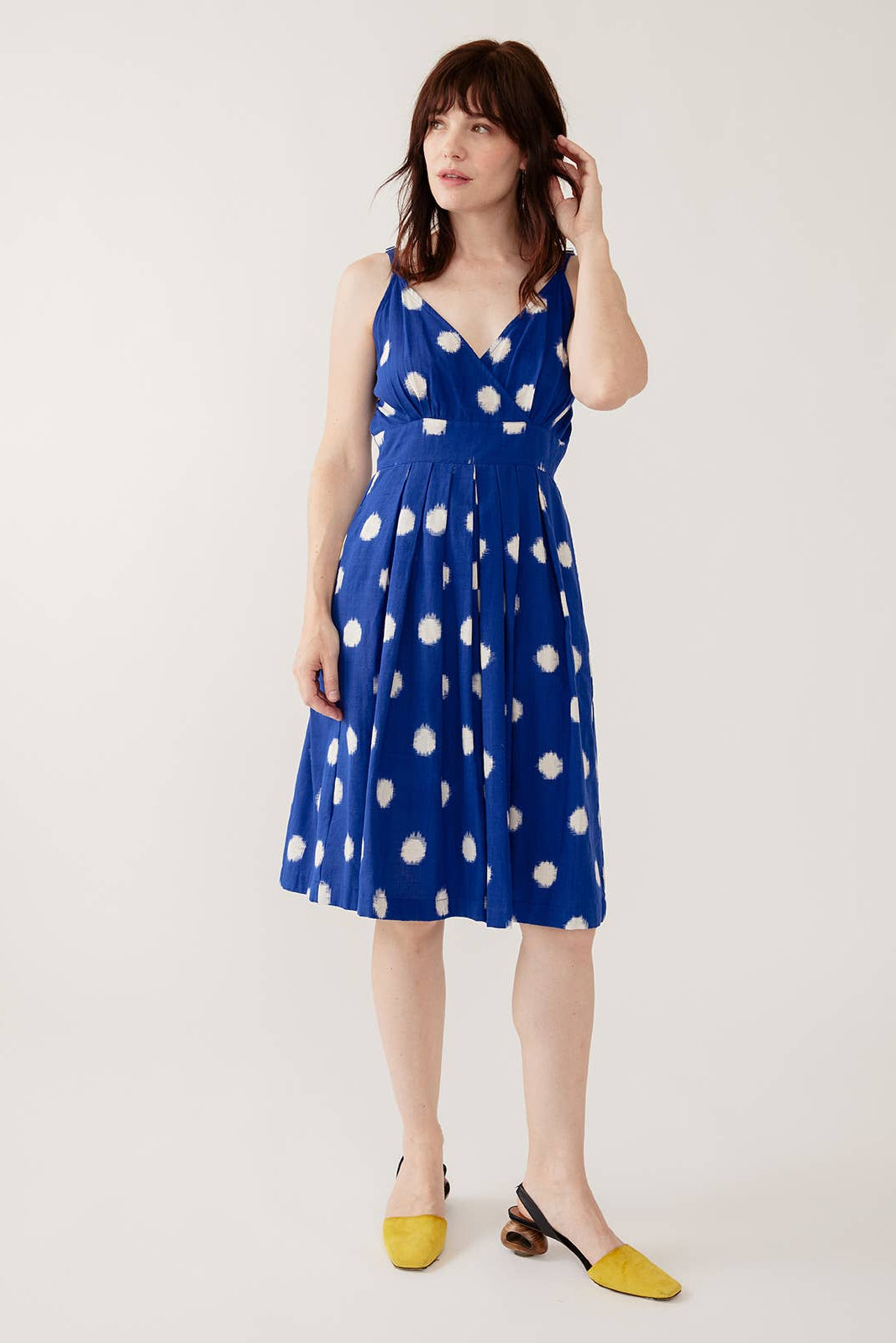 Lola Dress Blue Polka Dot Ikat