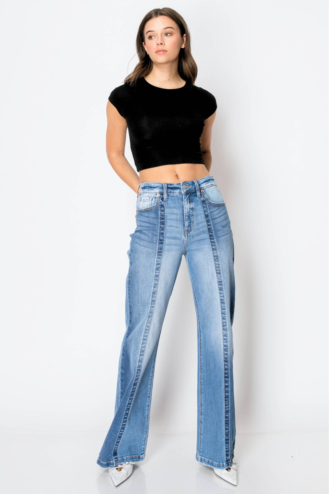 Tummy Control High Rise Relaxed Flared Jeans