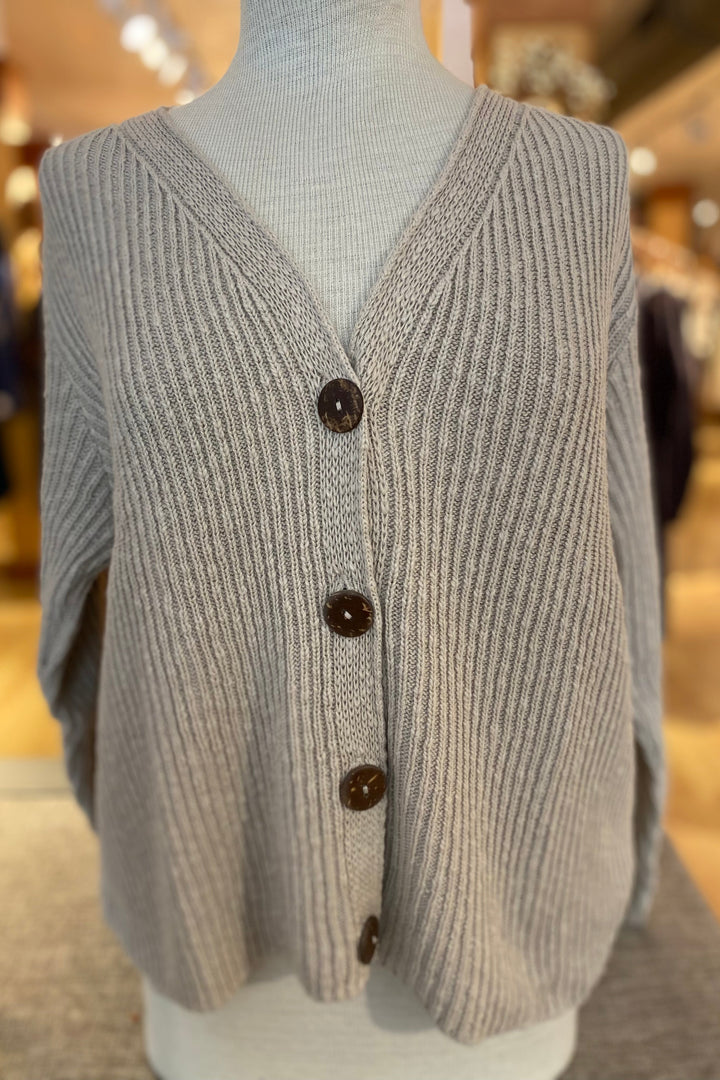 Ribbed Four Button Cardigan