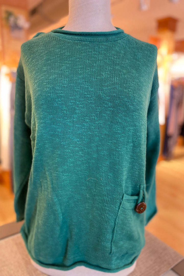 The Ultimate Cotton Sweater - Crop Pocket Roll Neck