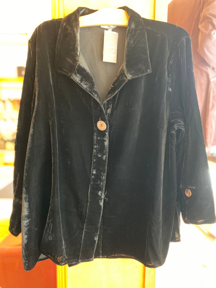 Velvet One Button Blouse