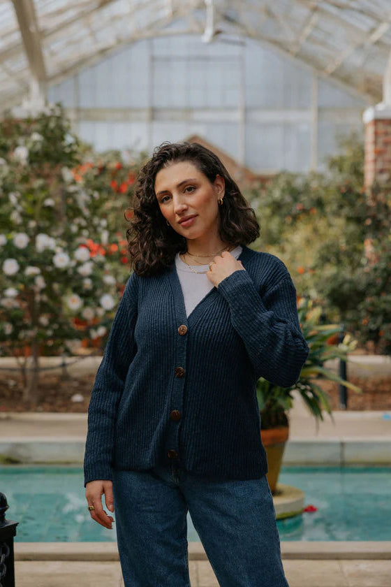 Avalin Ultimate Cotton Sweater – Ribbed Four‑Button Cardigan