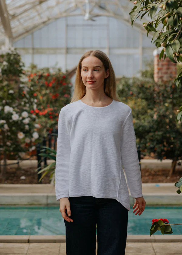 Avalin Ultimate Cotton Sweater – Hi‑Low Slub Crew