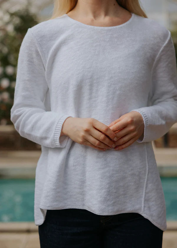 Avalin Ultimate Cotton Sweater – Hi‑Low Slub Crew