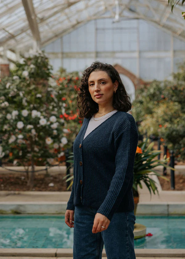 Avalin Ultimate Cotton Sweater – Ribbed Four‑Button Cardigan