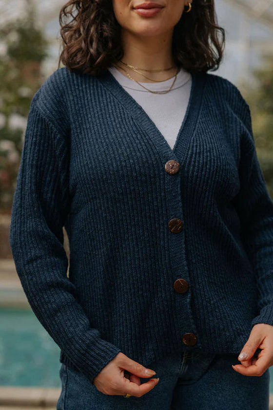 Avalin Ultimate Cotton Sweater – Ribbed Four‑Button Cardigan