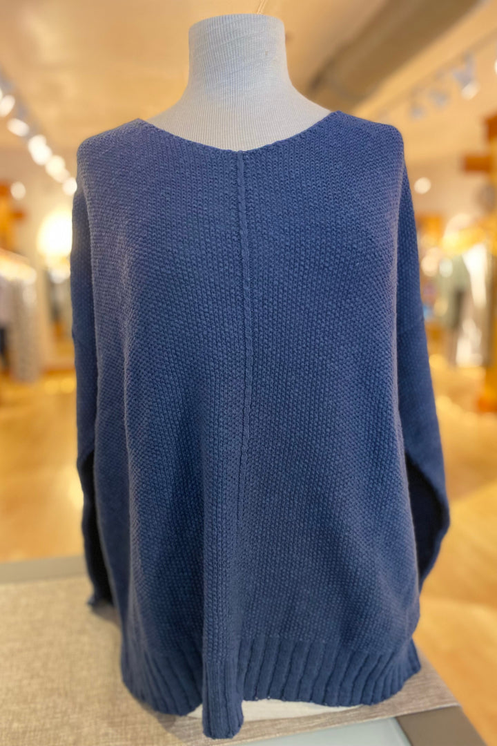 Center Seam V-Neck Seed Stitch Sweater