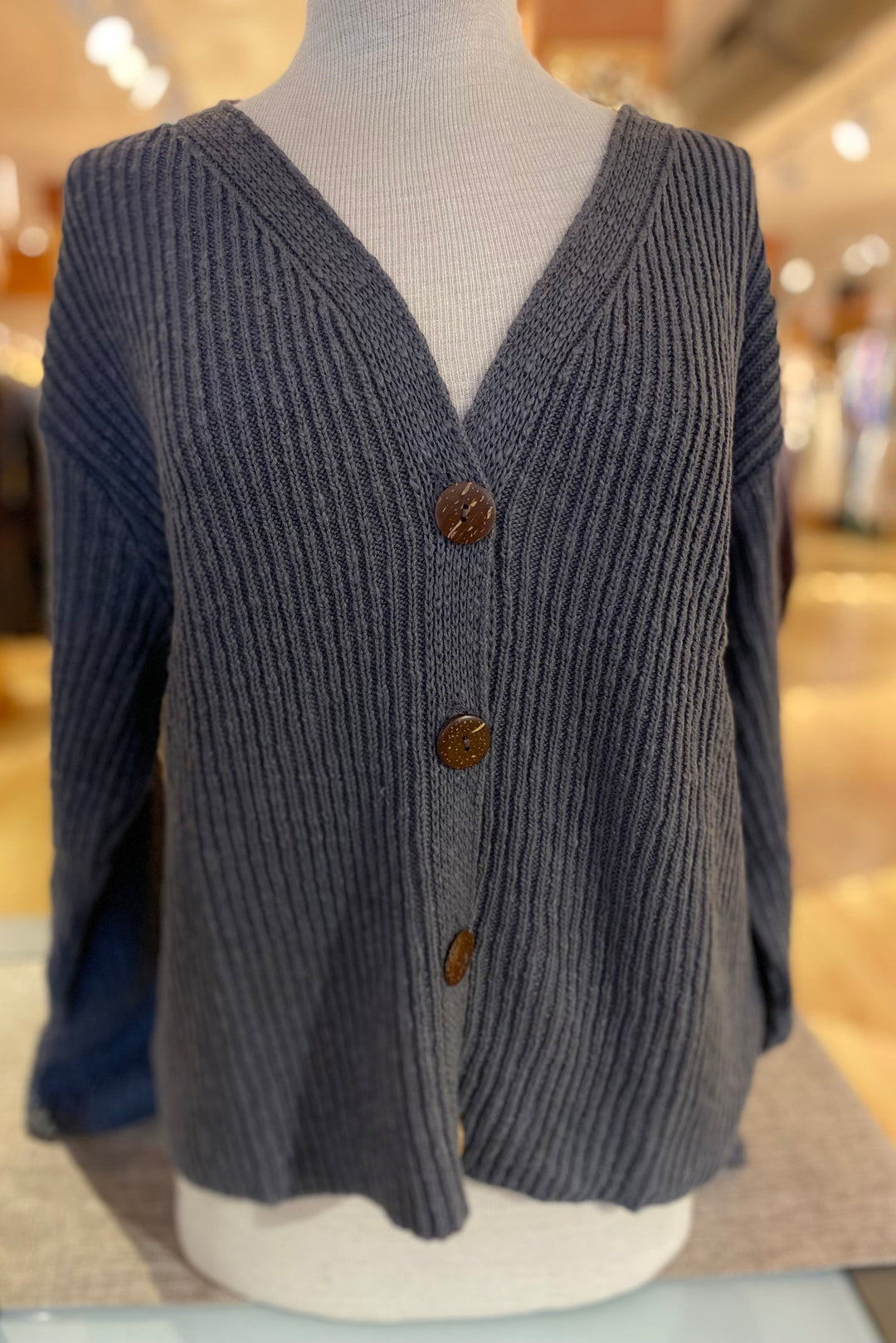 Ribbed Four Button Cardigan