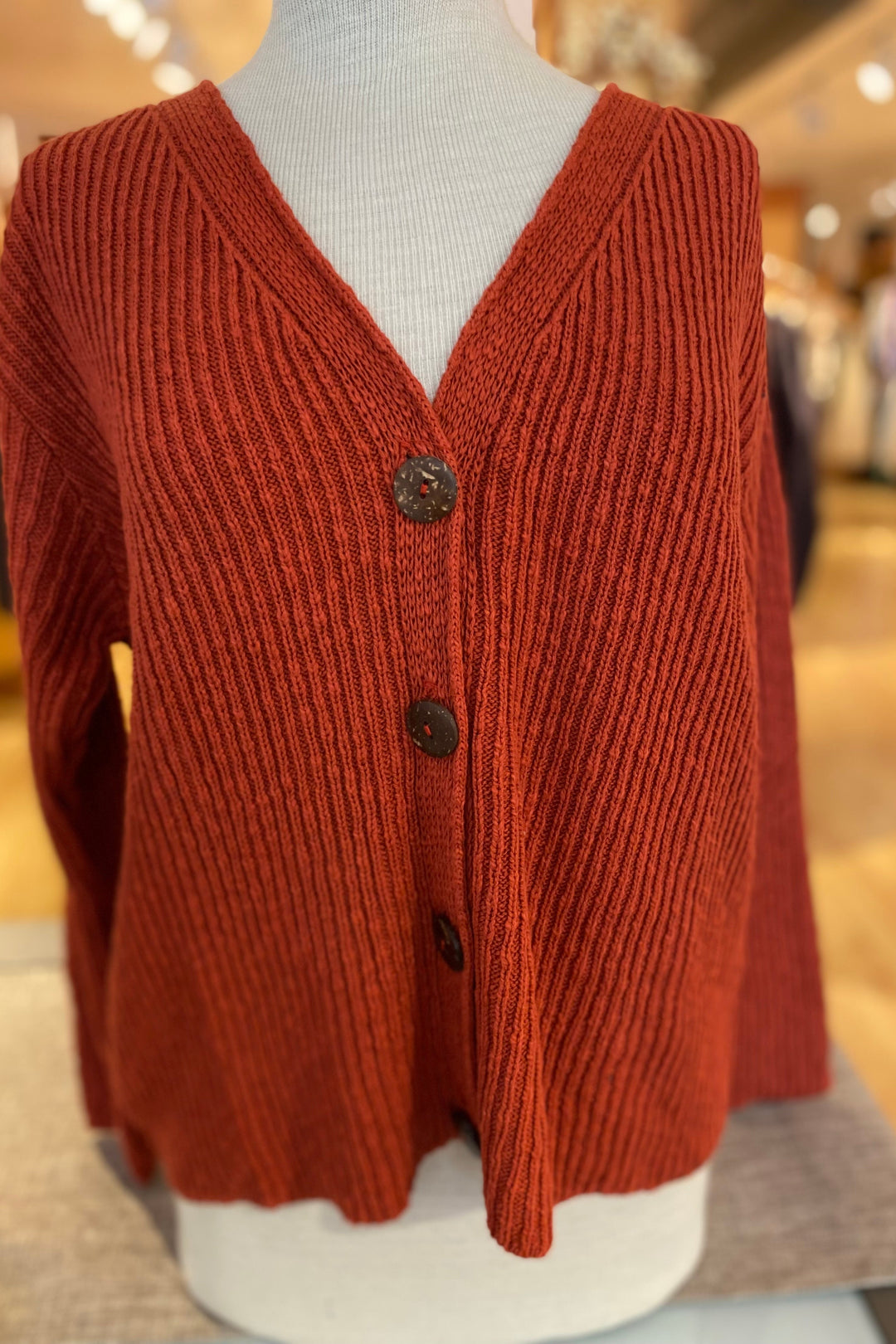 Ribbed Four Button Cardigan