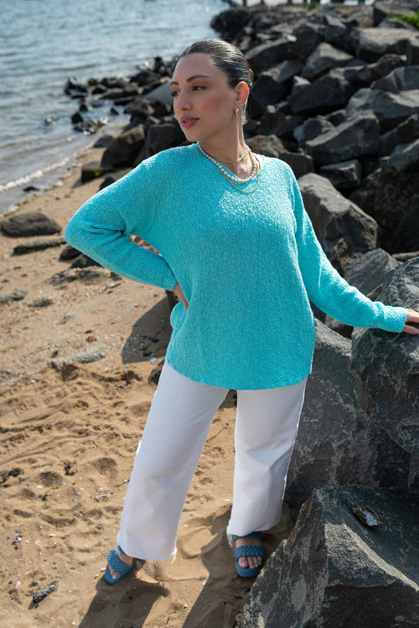 The Ultimate Cotton Sweater - Seed Stitch V Neck