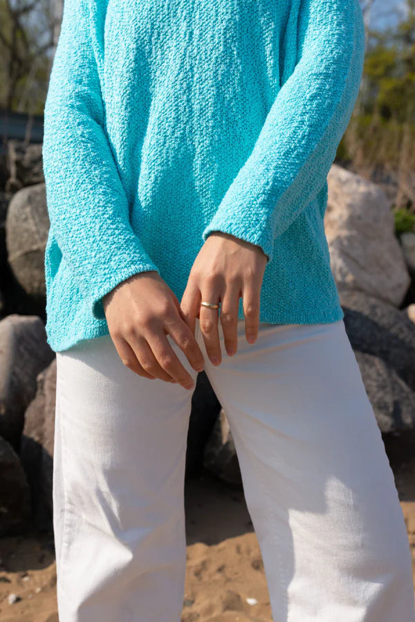 The Ultimate Cotton Sweater - Seed Stitch V Neck