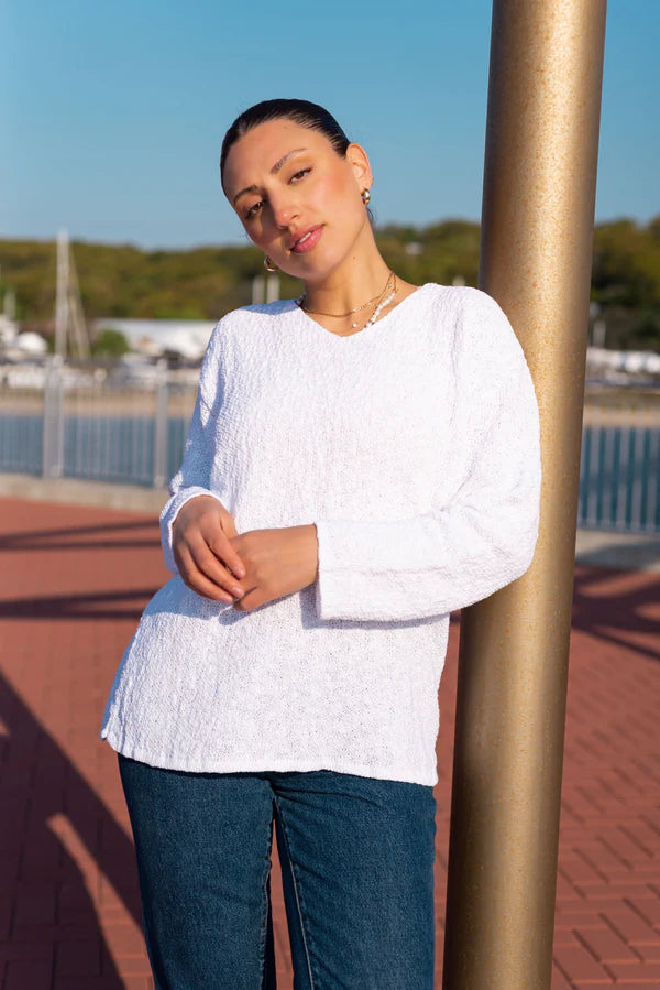 The Ultimate Cotton Sweater - Seed Stitch V Neck