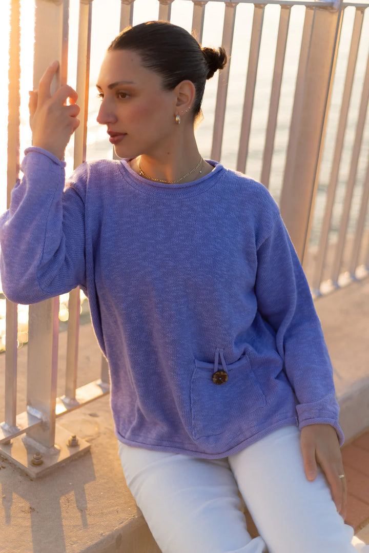 The Ultimate Cotton Sweater - Crop Pocket Roll Neck