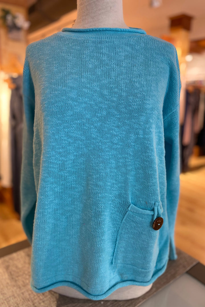 The Ultimate Cotton Sweater - Crop Pocket Roll Neck
