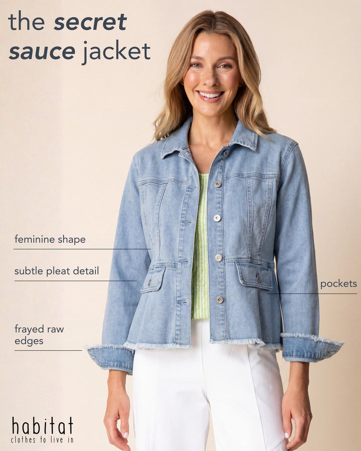 Stretch Denim Peplum Jacket