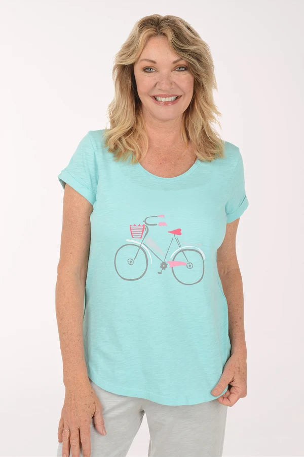 Destination Bicycle Cuff Sleeve High Lo Tee