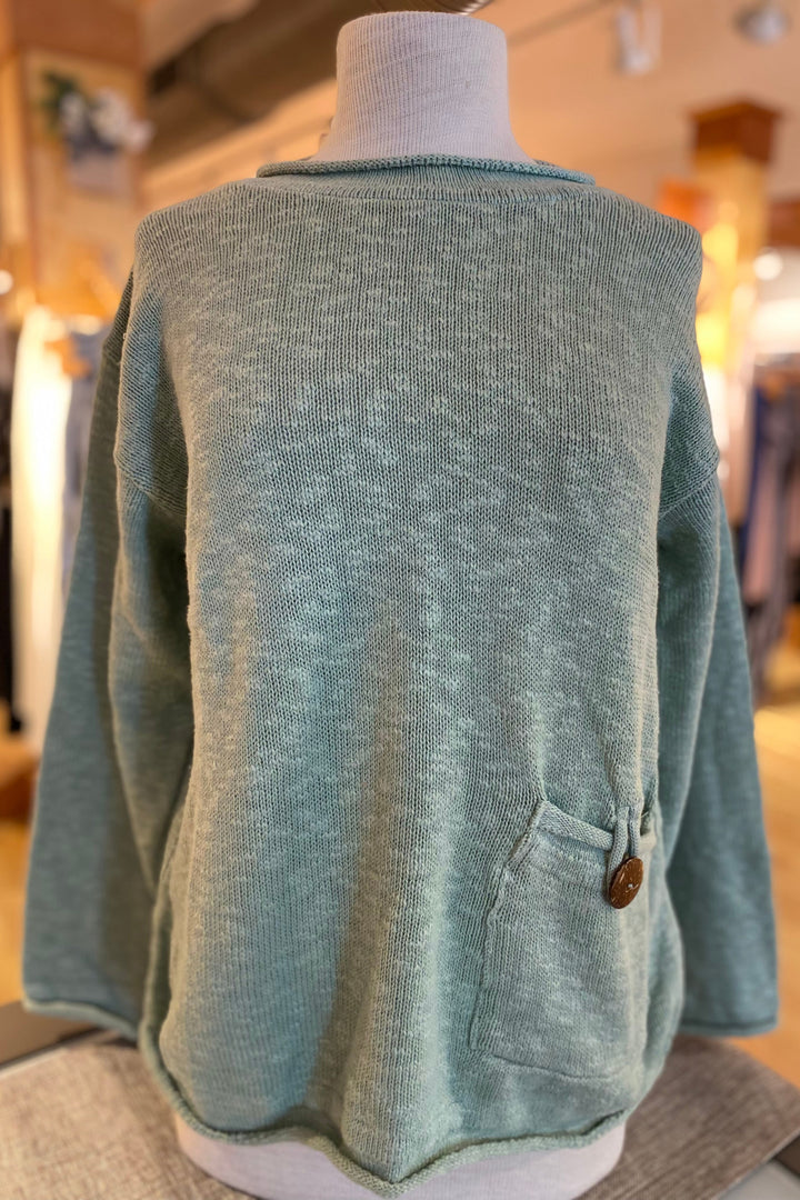 The Ultimate Cotton Sweater - Crop Pocket Roll Neck