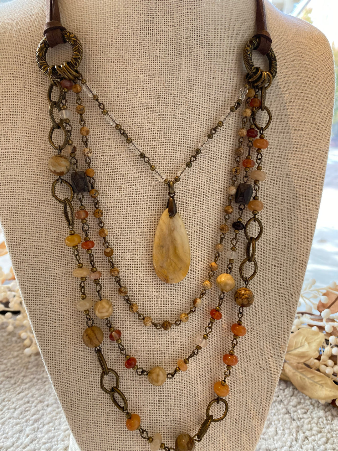 Orange Four Tiered Necklace