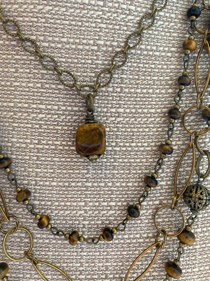 Four Tiered Cat's Eye Beaded Necklace