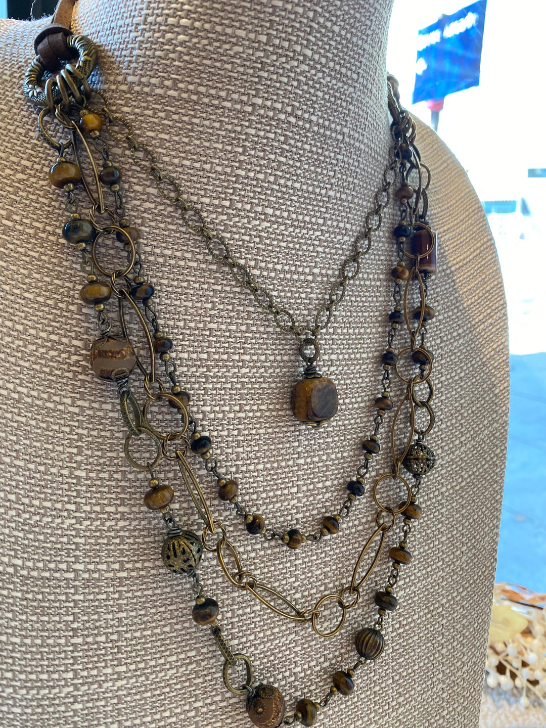 Four Tiered Cat's Eye Beaded Necklace