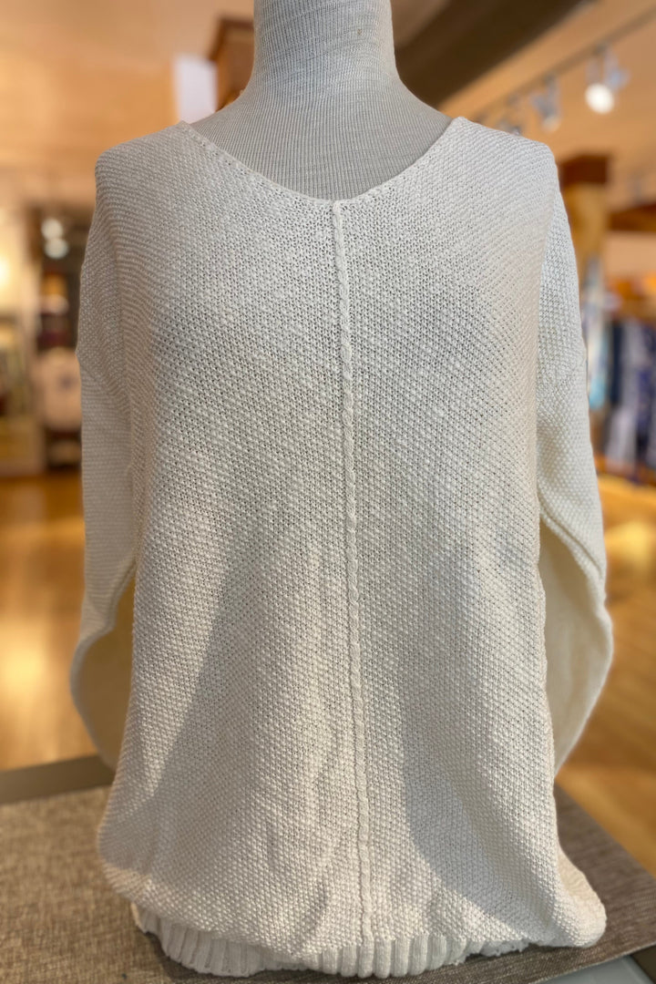 Avalin Ultimate Cotton Sweater – Center Seam Seed Stitch V‑Neck