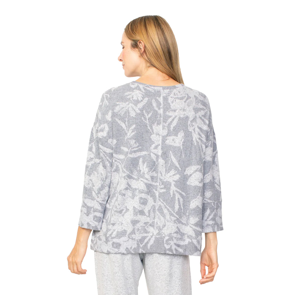 Super Soft Botanical Print Pullover - Grey or Teal