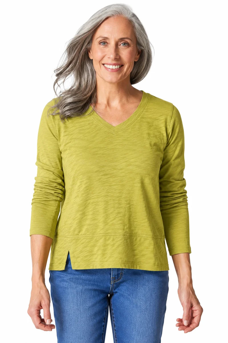 Cotton Pebble Seamed Long Sleeve Tee