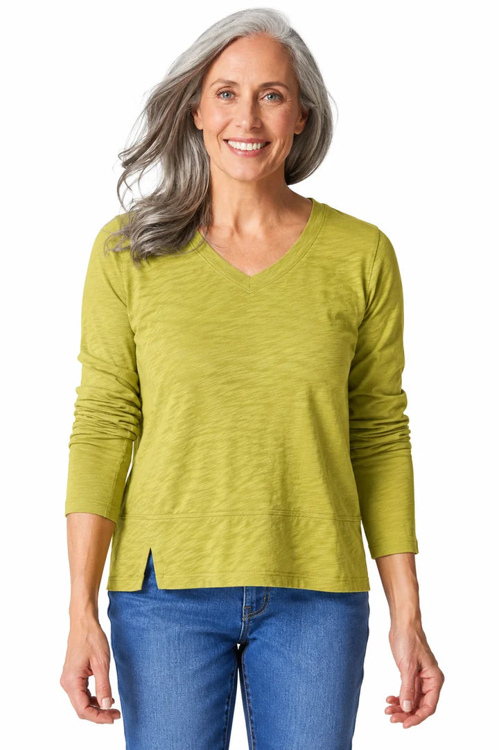 Cotton Pebble Seamed Long Sleeve Tee