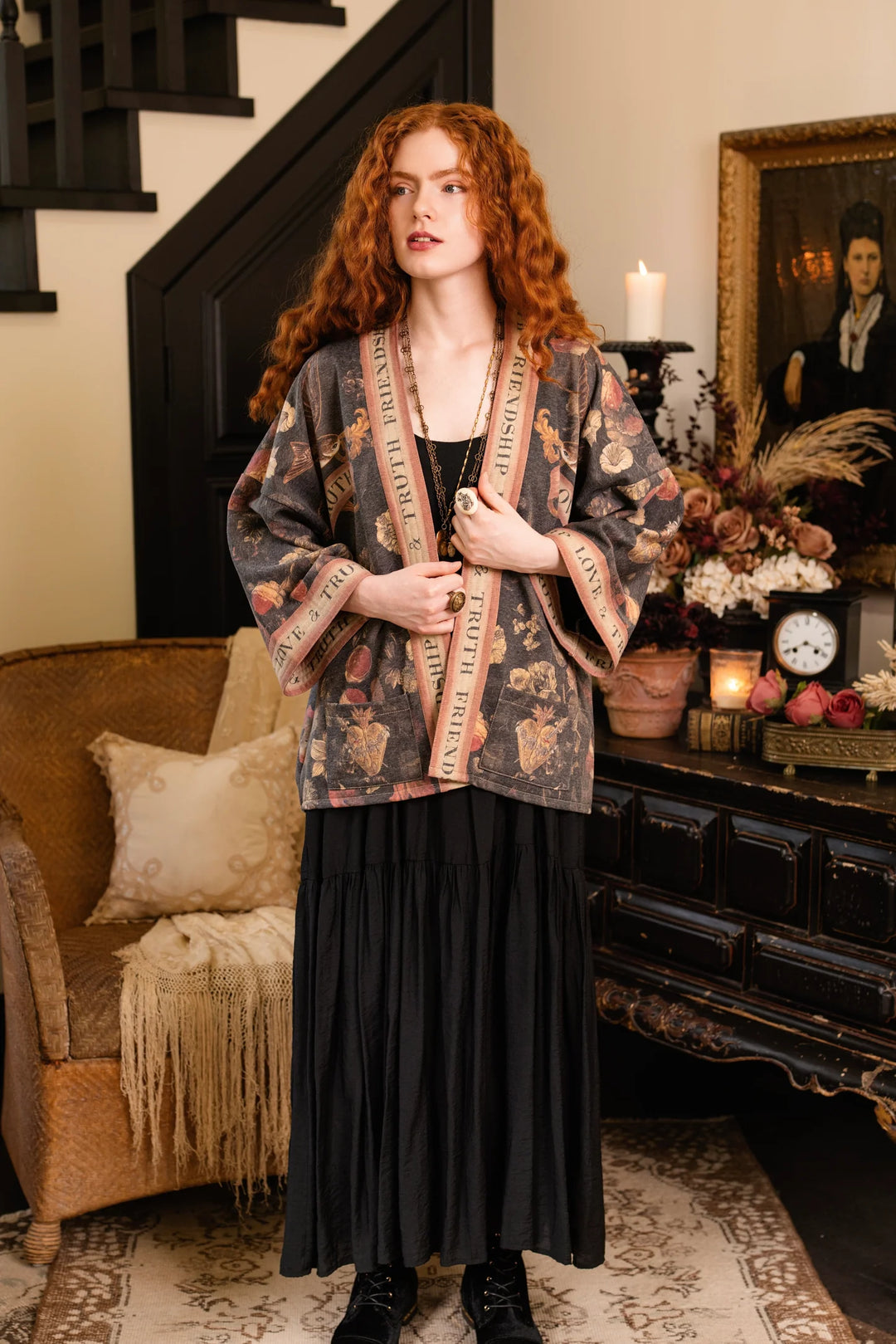 Heart of Gold Fleece Cottage Cardigan Kimono Jacket
