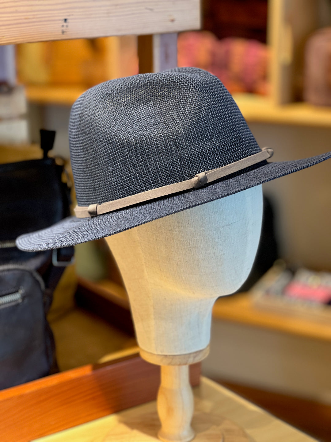 Fedora with Faux Leather Trim