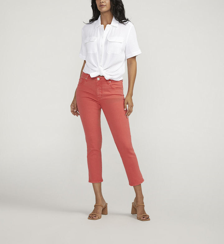 Cassie Mid Rise Cropped Pants - Salsa