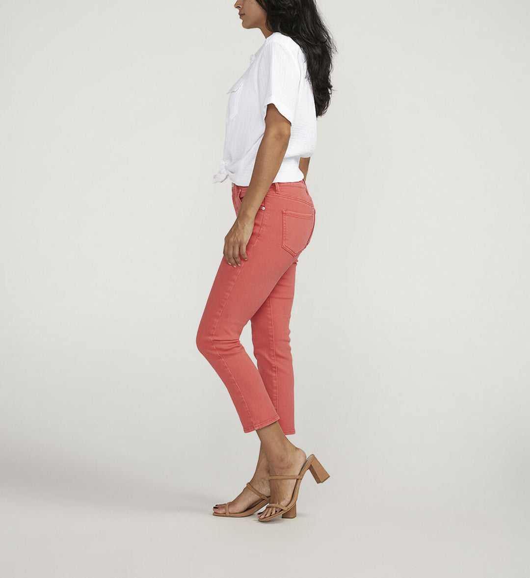 Cassie Mid Rise Cropped Pants - Salsa