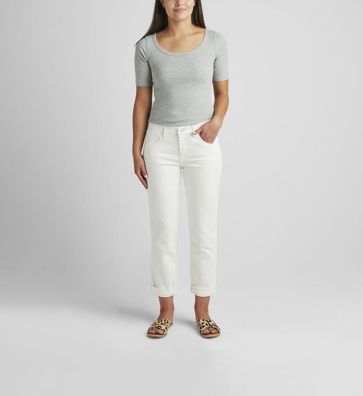 Mid Rise Girlfriend Jeans - White