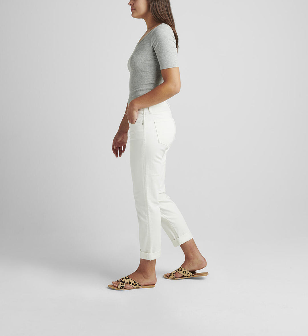 Mid Rise Girlfriend Jeans - White