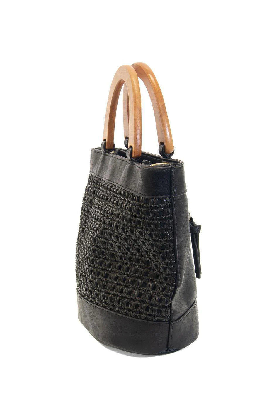 Havana Faux Cane Wood Handle Bag