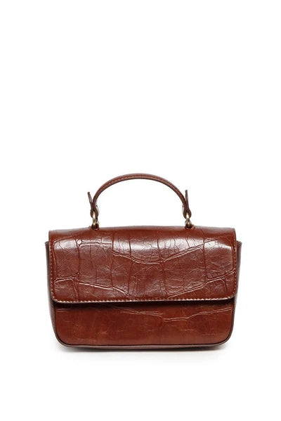 Wilma Faux Croc Mini Flap Top Handle Crossbody