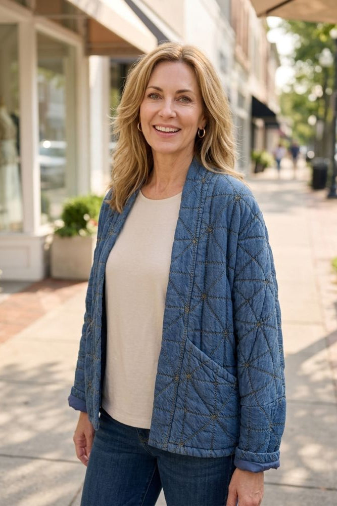 Diamond Quilt Kimono Jacket