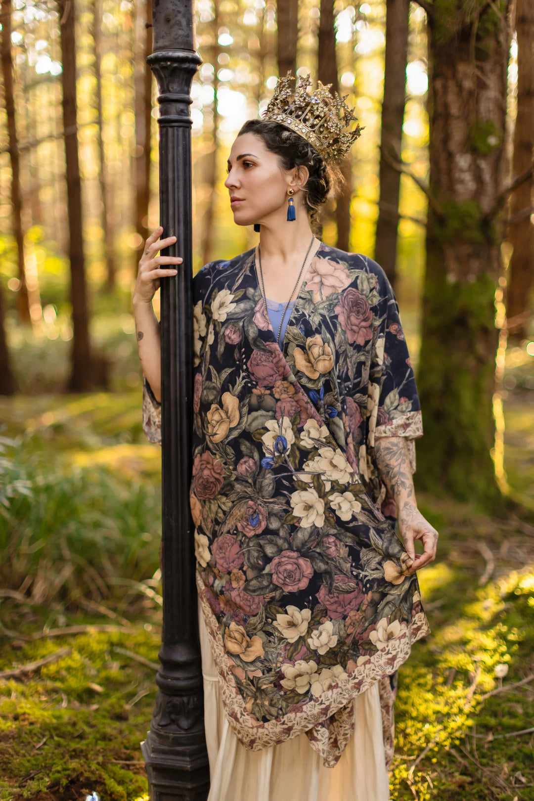 Lionheart Bohemian Goddess Starduster Kimono with botanicals